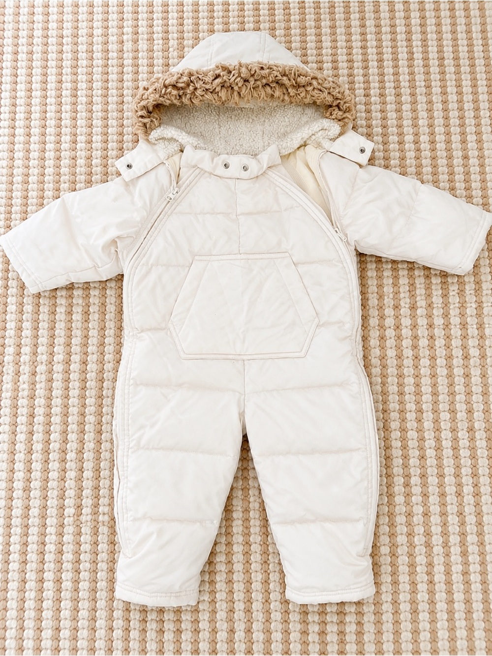 Ralph Lauren Baby Down Snowsuit Bunting Cream Faux Fur Hood L/XL